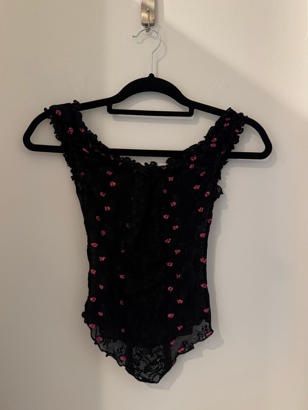 Vintage Windsor Made in the USA Sheer Lace Floral Top